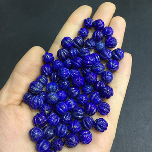 Lapis Lazuli Carved Pumpkin Beads Natural Gemstone Melon Rondelle Shape Beads Lapis Lazuli Spacer Loose Beads DIY Accessories