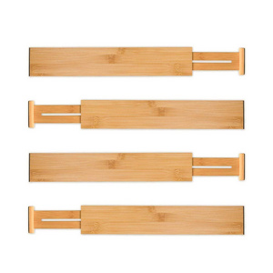 4-Pack Adjustable Bamboo Drawer Dividers Organizers Expandable Drawer Organization Separators For Kitchen Dresser Bedroom