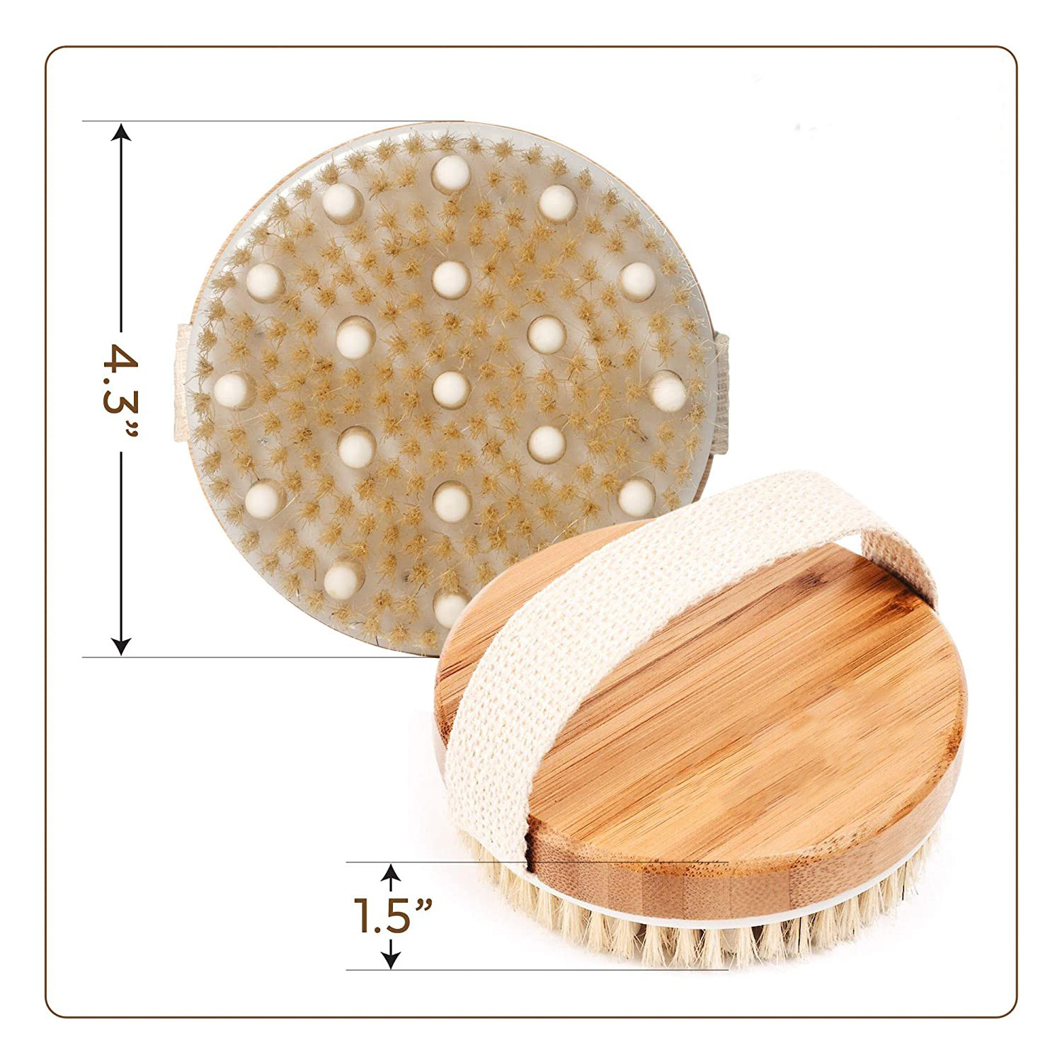 Dry body brush for beautiful skin bamboo wood frame boar hair exfoliating brush soft SPA brush bath massager