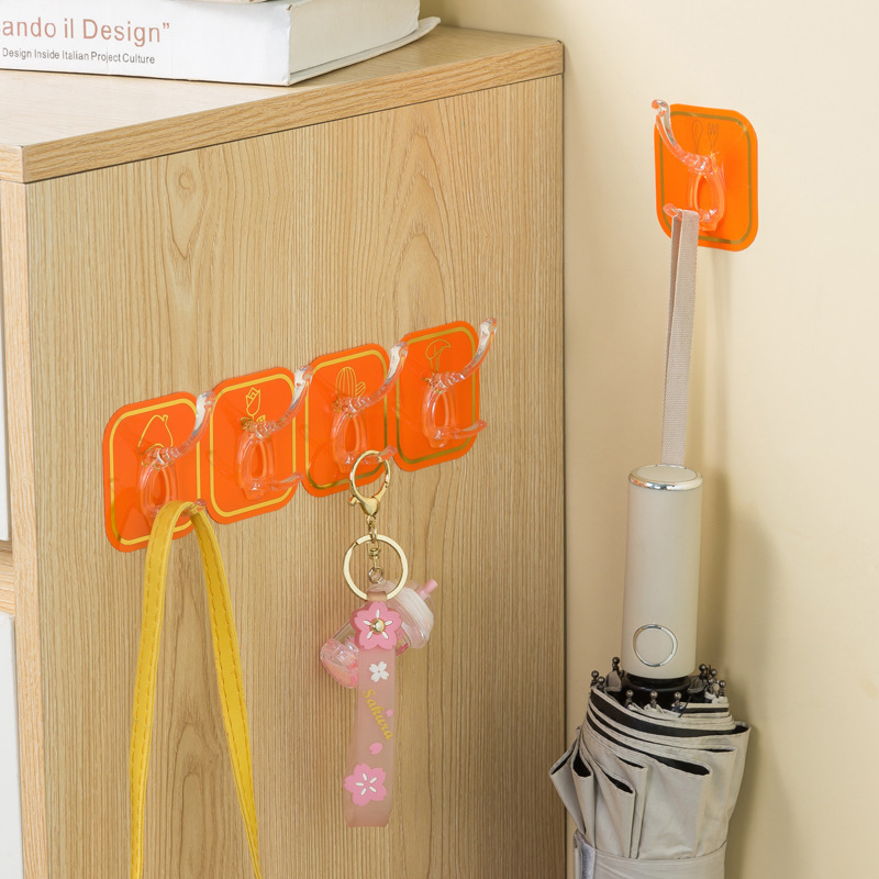 Coat and hat hook Kitchen storage hook Bathroom Perforation-free towel holder acrylic adhesive strong hook