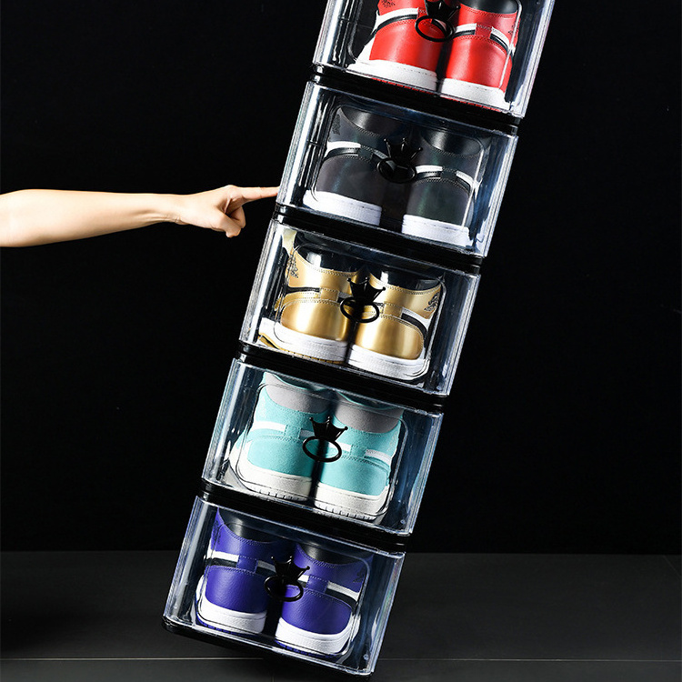 Large high-grade thickened transparent plastic shoe storage box removable folding dustproof waterproof shoe cabinet wholesale