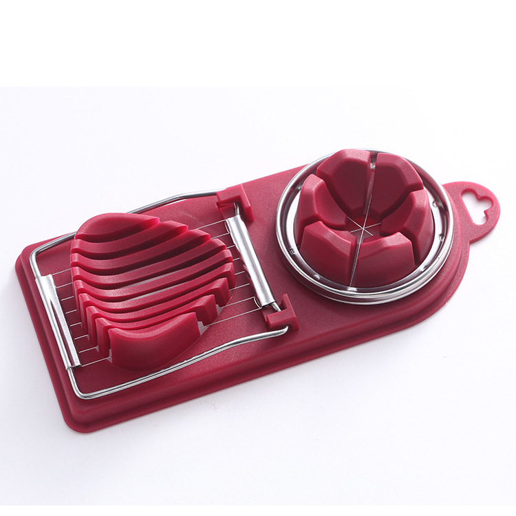 2 in 1 Stainless Steel Strawberries Slicer Cutter Kitchen Cutter Wire Egg Slicer with Stainless Steel Wire for Hard Boiled Eggs