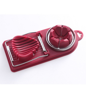 2 in 1 Stainless Steel Strawberries Slicer Cutter Kitchen Cutter Wire Egg Slicer with Stainless Steel Wire for Hard Boiled Eggs