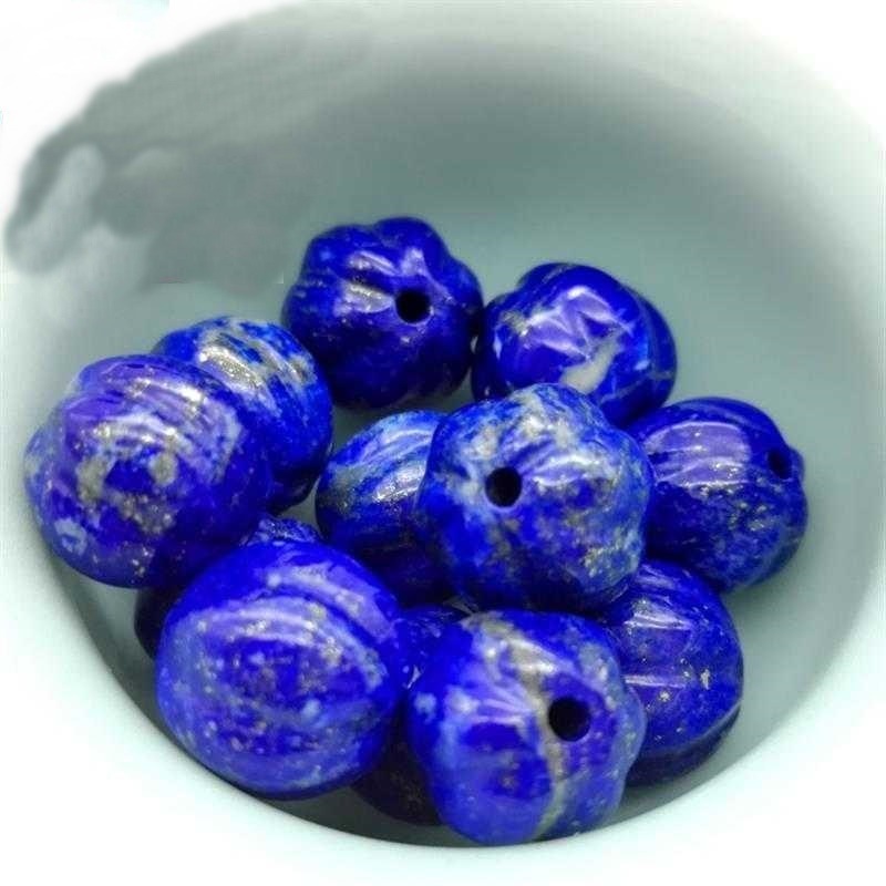 Lapis Lazuli Carved Pumpkin Beads Natural Gemstone Melon Rondelle Shape Beads Lapis Lazuli Spacer Loose Beads DIY Accessories