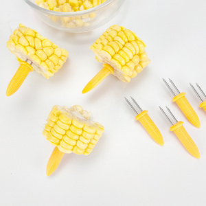 BBQ Outdoor Campfire Accessories Metal Corn Holders Cooking Fork Stainless Steel Corn Cob Skewers