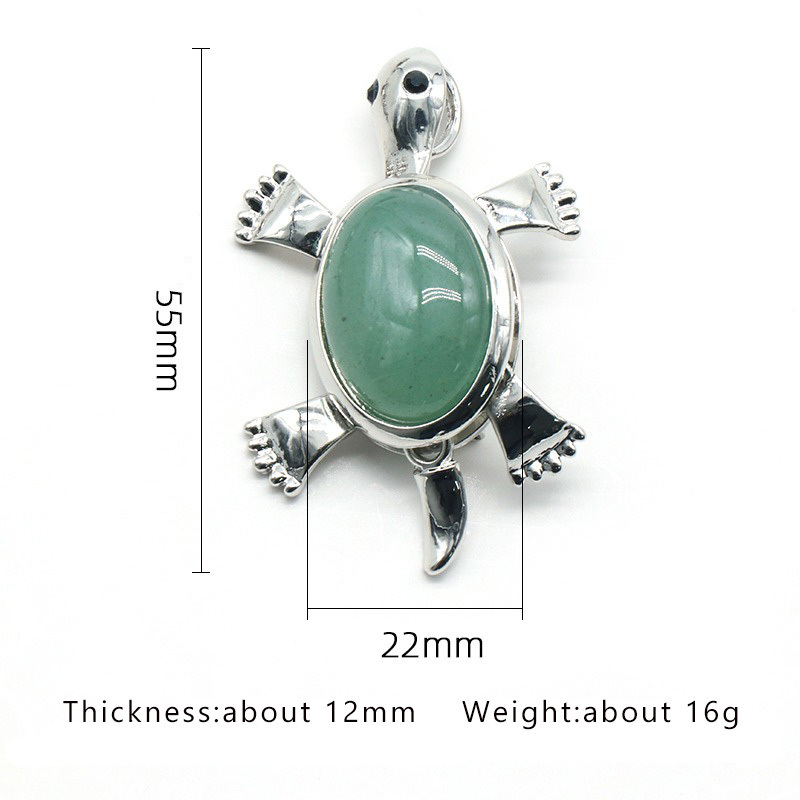 Vintage Silver Turtle Tortoise Agate Gemstone Brooch With Pendant Ring Crystal Stone Alloy Sea Turtle Charm For Jewelry Making