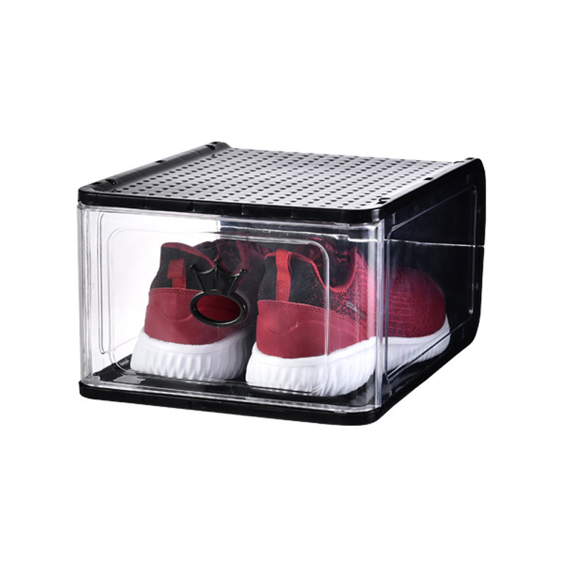 Large high-grade thickened transparent plastic shoe storage box removable folding dustproof waterproof shoe cabinet wholesale