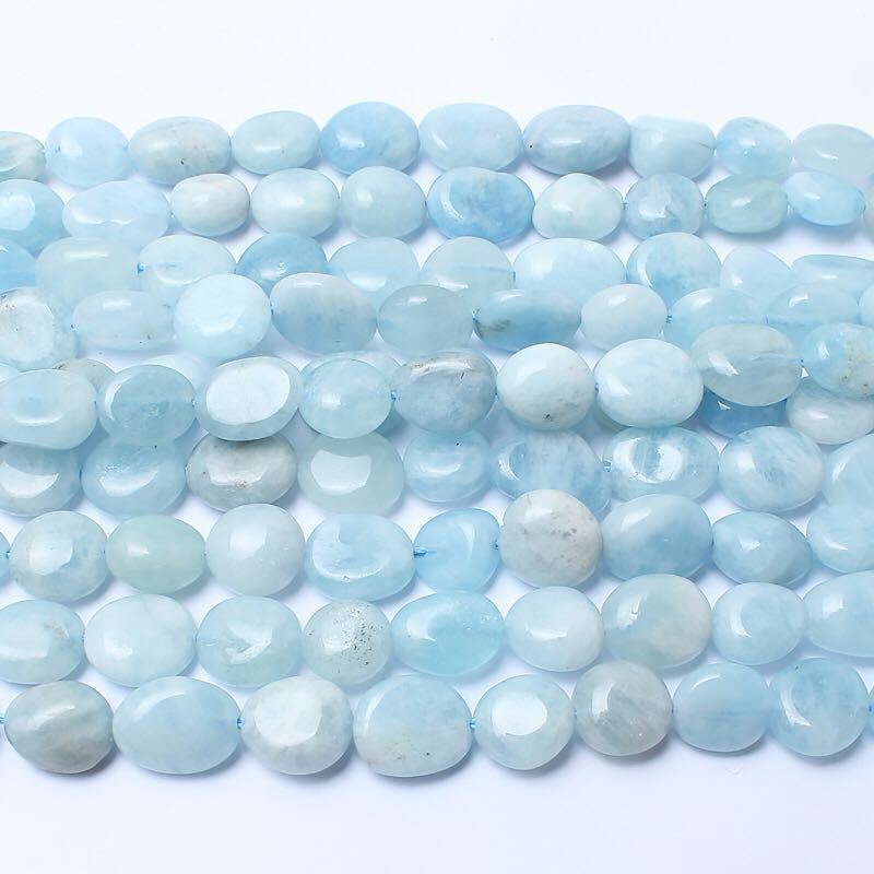 Natural Aquamarine Irregular Stone Beads Flat Pebble Oval Nugget Chip Beads Freeform Crystal for Handmade DIY Jewelry Making