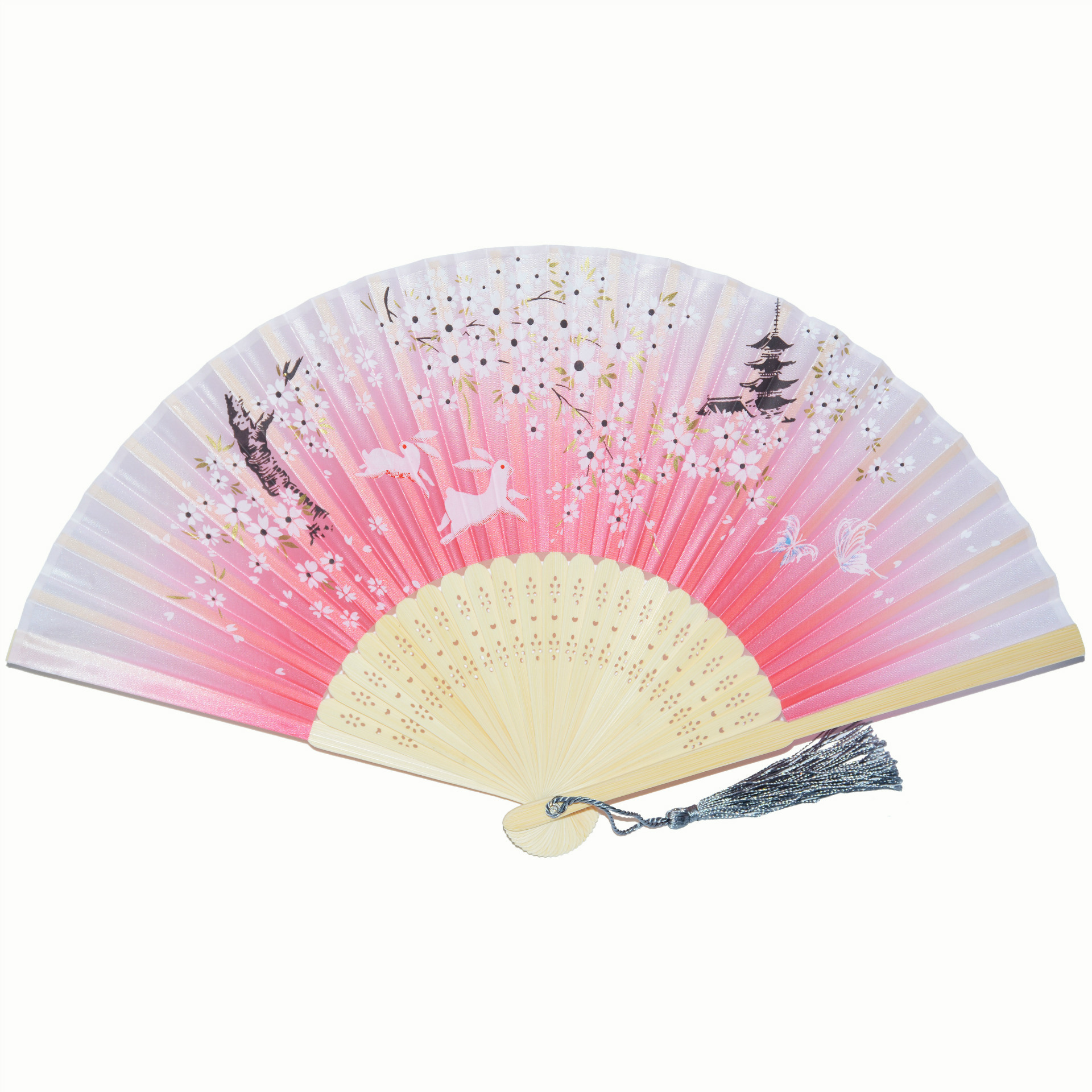 Hand Folding Fan, Abanicos de Mano Chinese Vintage Style Handheld Fan with Fabric Sleeve, Silk Fan with Bamboo Frame and Elegant