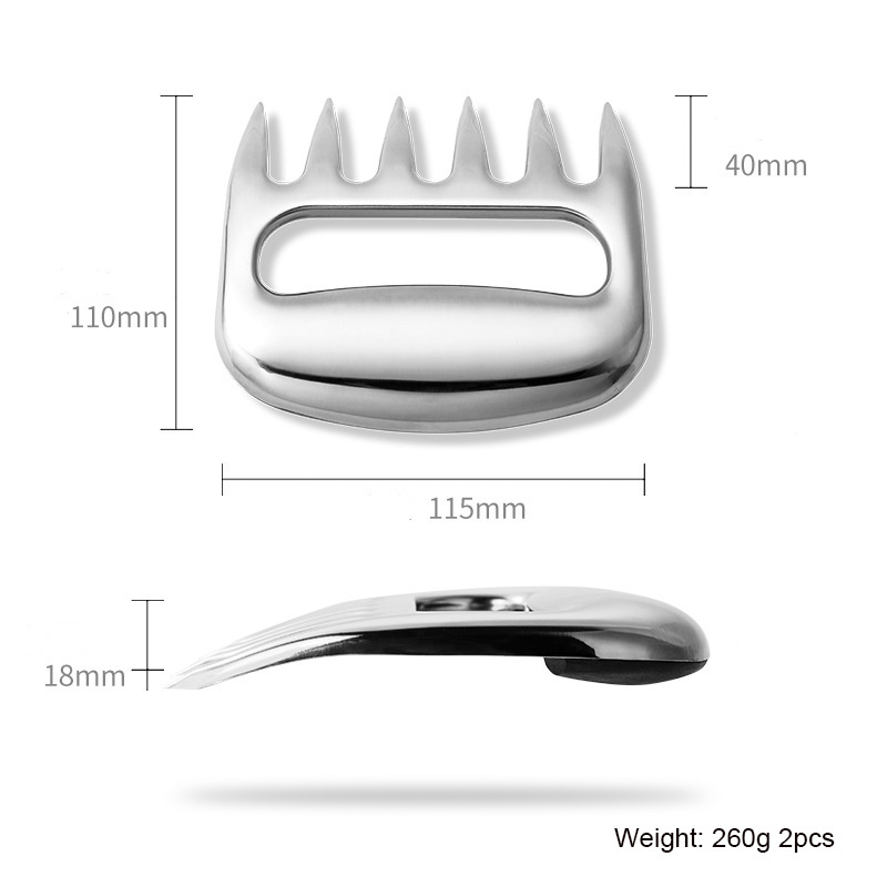 Custom Logo Shredding Claws Stainless Steel Bear Claw Meat Shredders for BBQ Cooked Meat Separating Knife