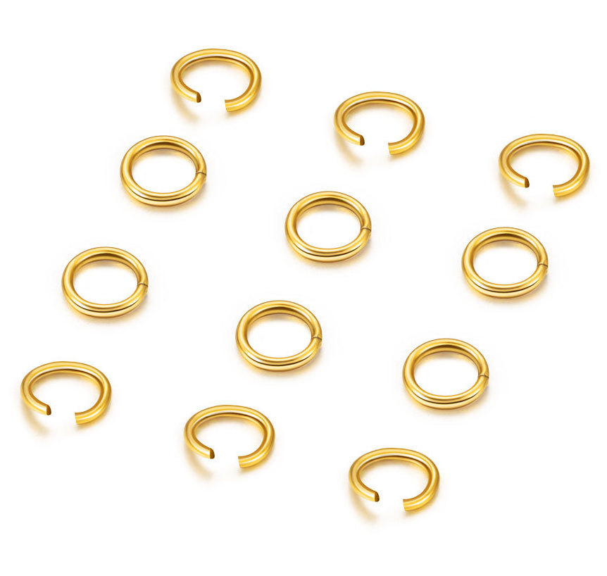 Antitarnish full Size Stainless Steel 18k gold plated Jump Rings Split Rings Open gold Jump Rings for DIY jewelry