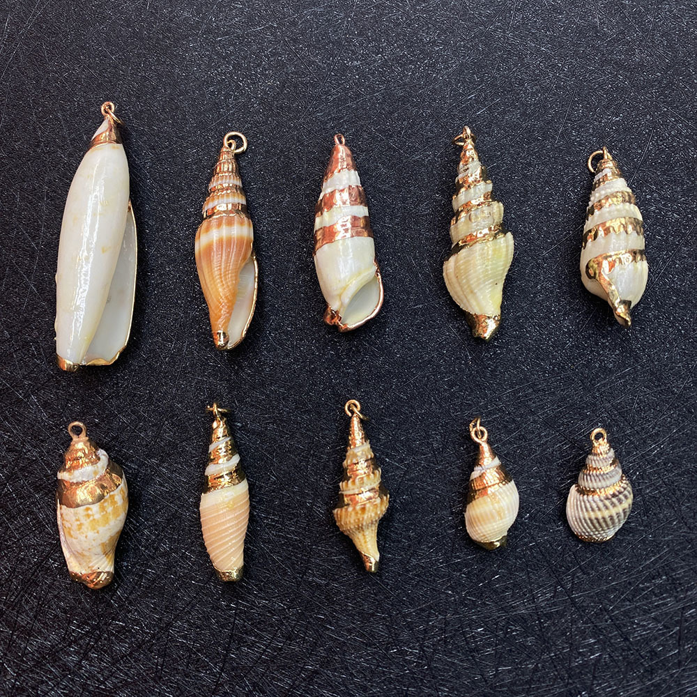 Multi Styles Natural Shell Conch Pendant Natural White Cowrie Seashells Charm Conch Shells Plated Charms DIY Jewelry Making