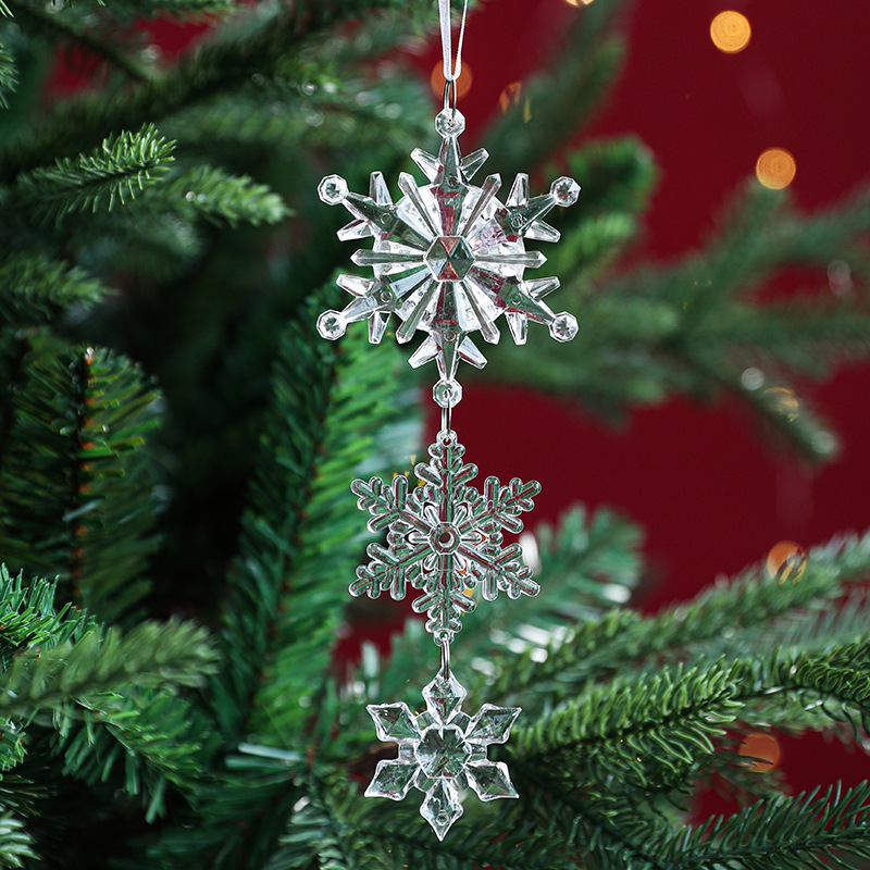 Crystal Christmas Tree Ornaments Acrylic Clear Snowflake Teardrop Chandelier Pendants Hanging Garlands for Wedding Party Decor