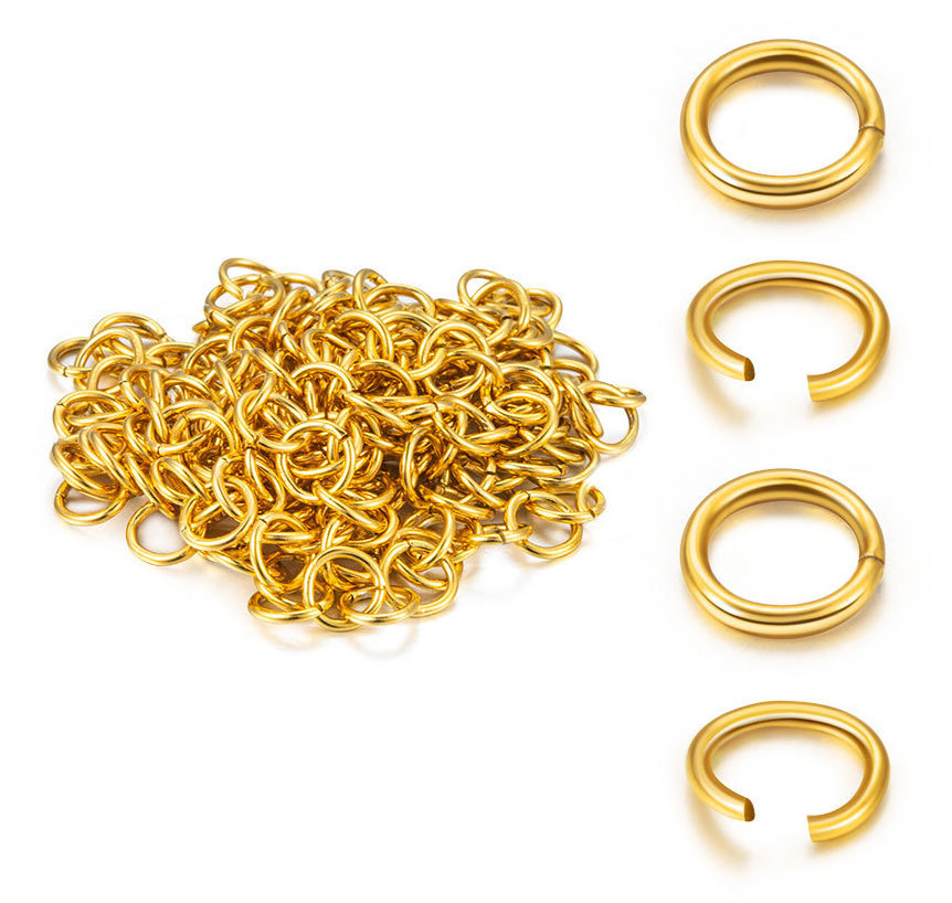 Antitarnish full Size Stainless Steel 18k gold plated Jump Rings Split Rings Open gold Jump Rings for DIY jewelry