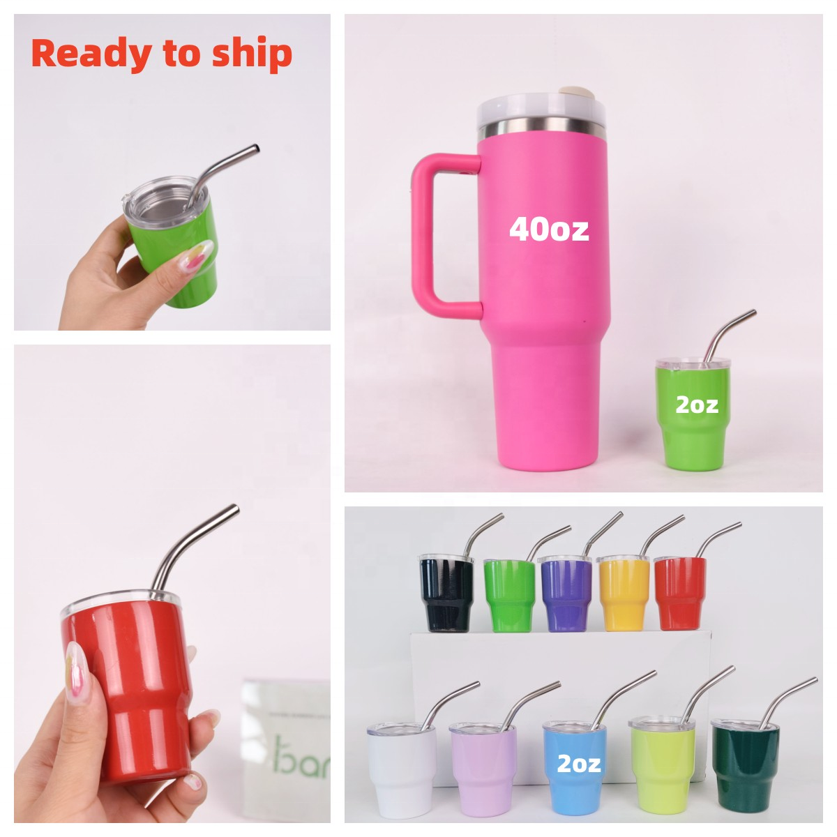 Hot Selling 2oz tumbler shot glasses Stainless Steel Espresso Cup 2oz Mini Metal Tumbler with straw and lid