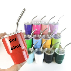 Hot Selling 2oz tumbler shot glasses Stainless Steel Espresso Cup 2oz Mini Metal Tumbler with straw and lid