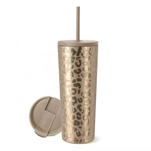 Leak Proof 12oz 16oz 20oz 24oz Double Wall Vacuum Straw Coffee Cup Stainless Steel To-Go Tumbler With 2 Lids And Straw