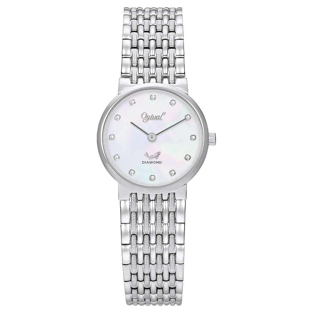 Ogival brand watch Elegant Mother of Pearl Diamond Double Needle Stainless Steel SWISS Quartz Movement Watch for Women