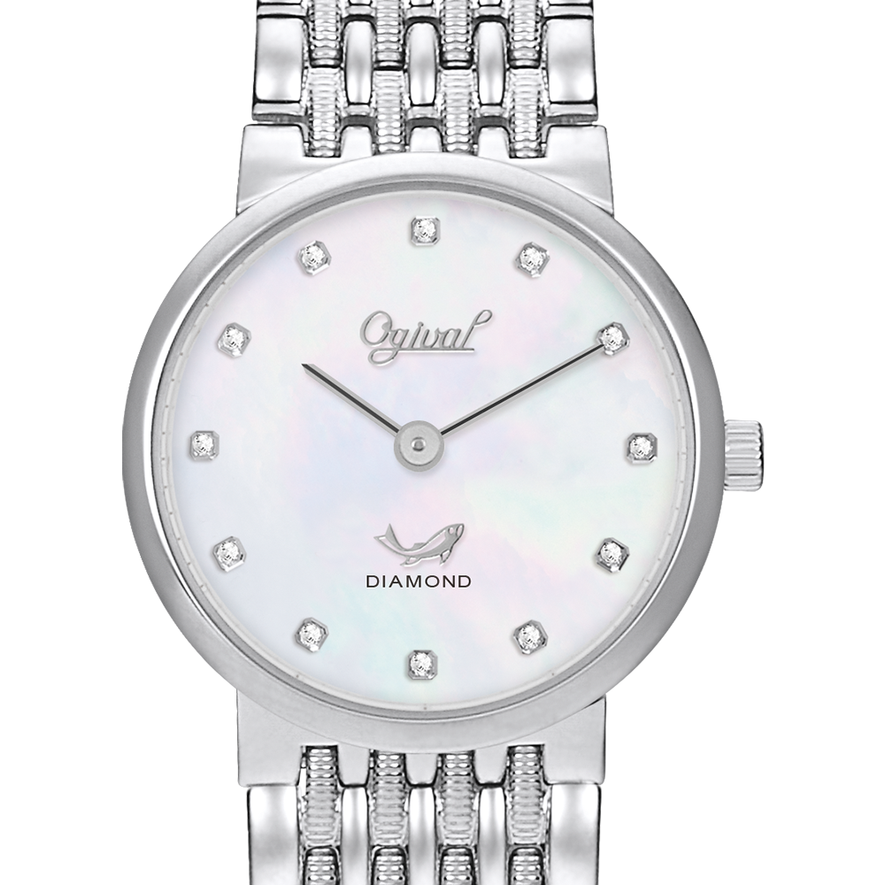 Ogival brand watch Elegant Mother of Pearl Diamond Double Needle Stainless Steel SWISS Quartz Movement Watch for Women