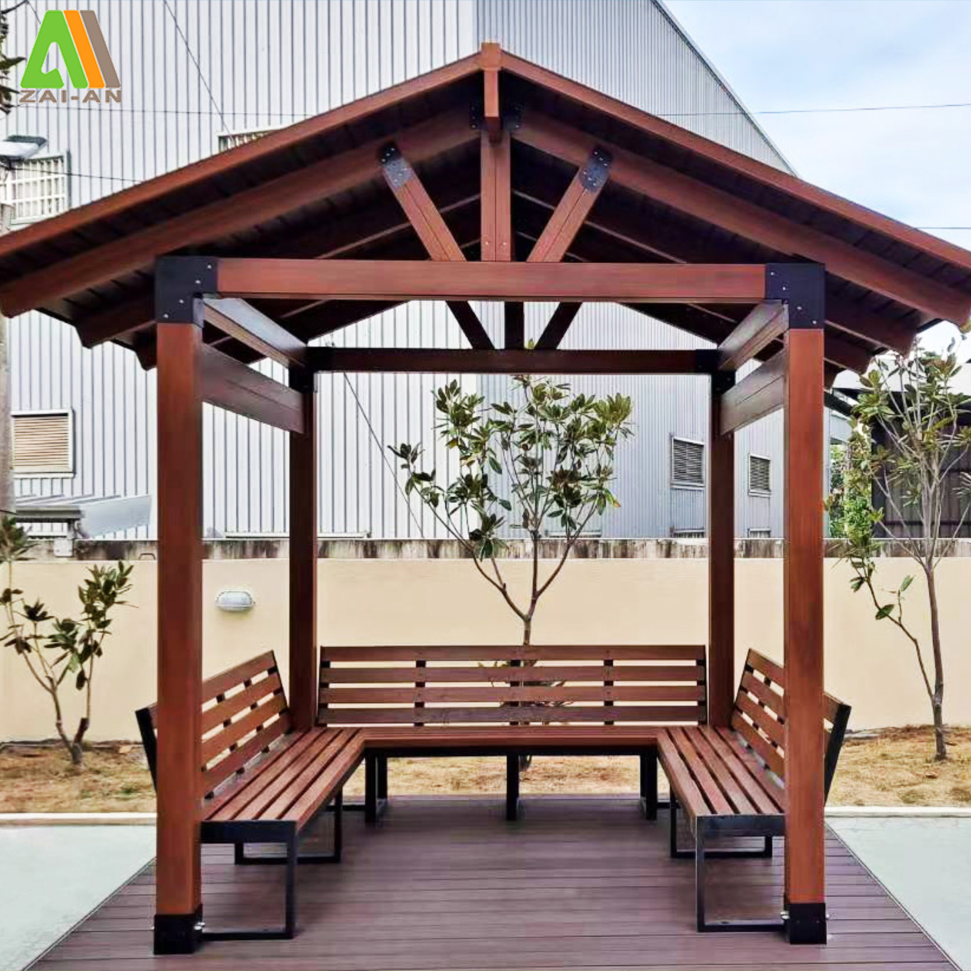 High Quality Luxury Fashion Long Plastic Aluminum PVC Composite Park Garden Patio Outdoor Bench