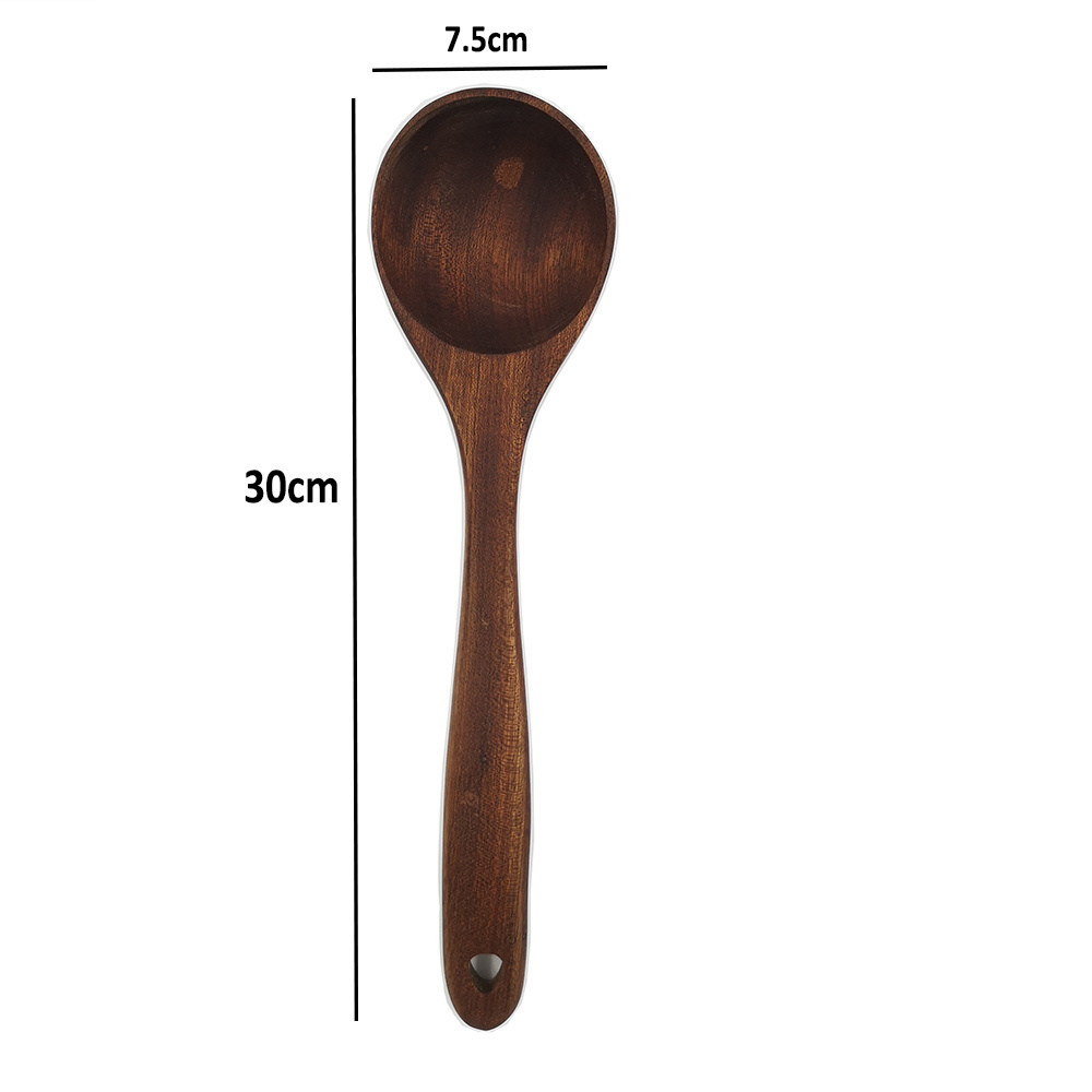 Wooden kitchen cooking utensils set with long handle wide spatula spoon tools kitchen gadgets 4 pcs