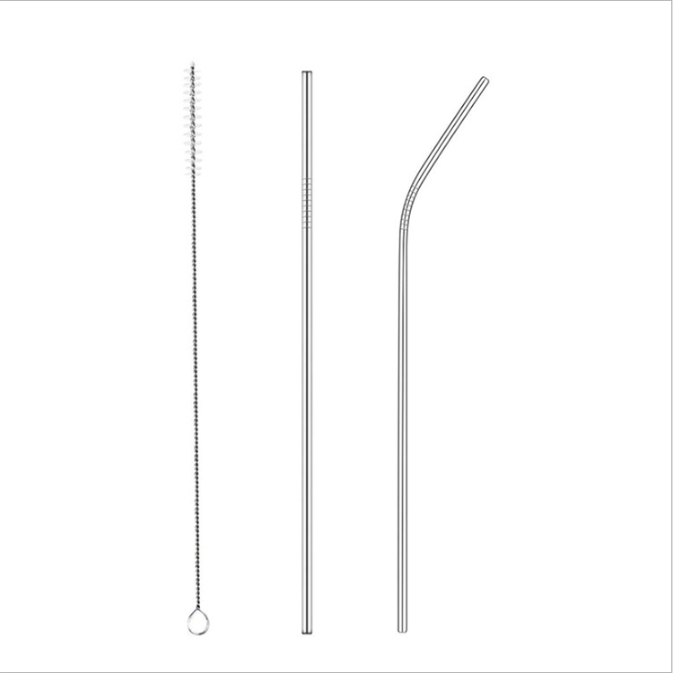 Eco friendly Reusable Stainless Steel Straw with customized logo and brush