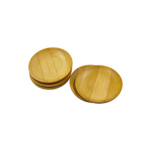 Organic bamboo round snack plate bamboo snack cake serving dish