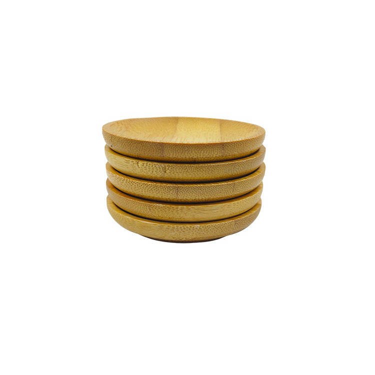 Organic bamboo round snack plate bamboo snack cake serving dish