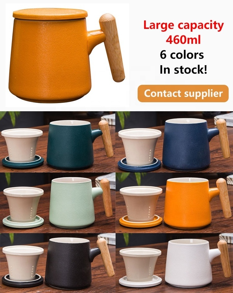 Wholesale Cute Creative Handmade Custom Design Porcelain Cups Ceramic Coffee Milk Tea Cup Mug With Infuser And Lid