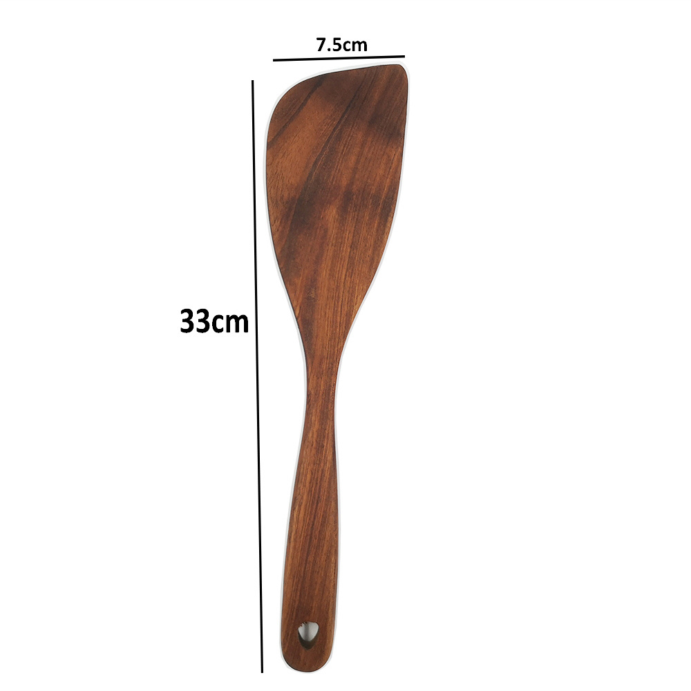 Wooden kitchen cooking utensils set with long handle wide spatula spoon tools kitchen gadgets 4 pcs