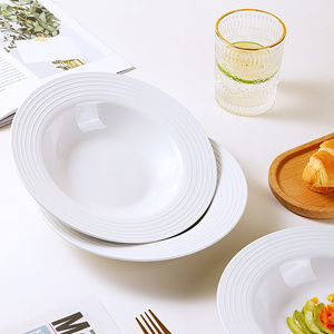 Bambus Dinner Restaurant Dish Round Bulk Sets Dinnerware Tableware Wedding White Ceramic Plate For Restaurant