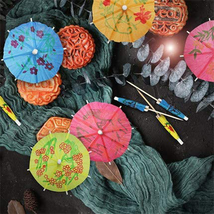 Bambus Japanese Parasol Style Straws Pride Small Cocktail Drink Garnish Disposable Customised Paper Cocktail Umbrella Picks