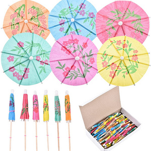 Bambus Japanese Parasol Style Straws Pride Small Cocktail Drink Garnish Disposable Customised Paper Cocktail Umbrella Picks