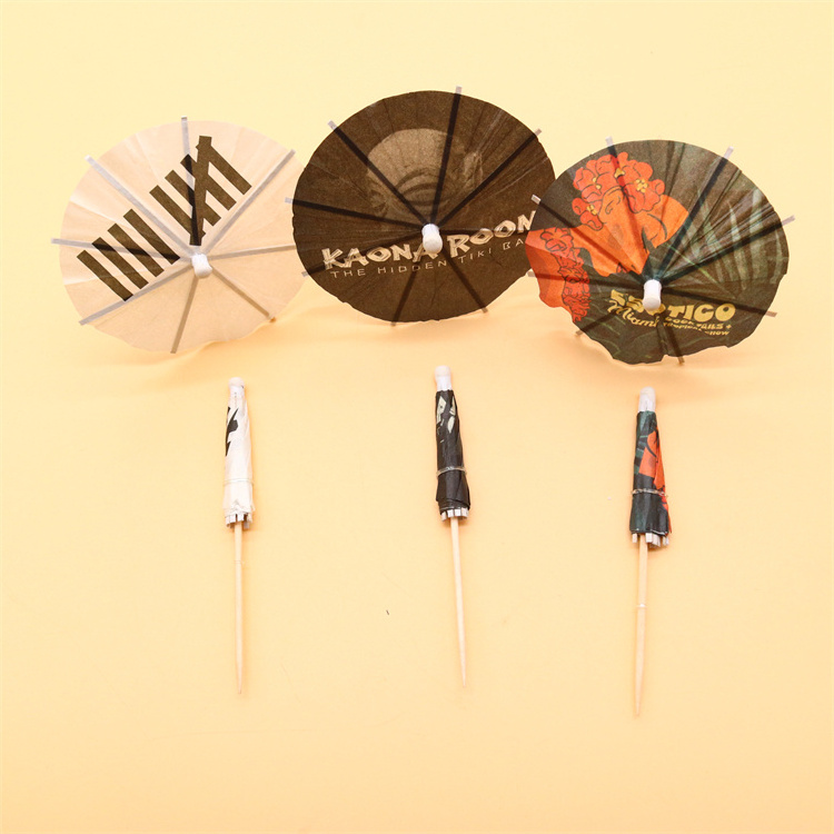 Bambus Drink Decorative Cocktail Umbrella Picks Custom Cocktail Umbrellas for Drink and Party