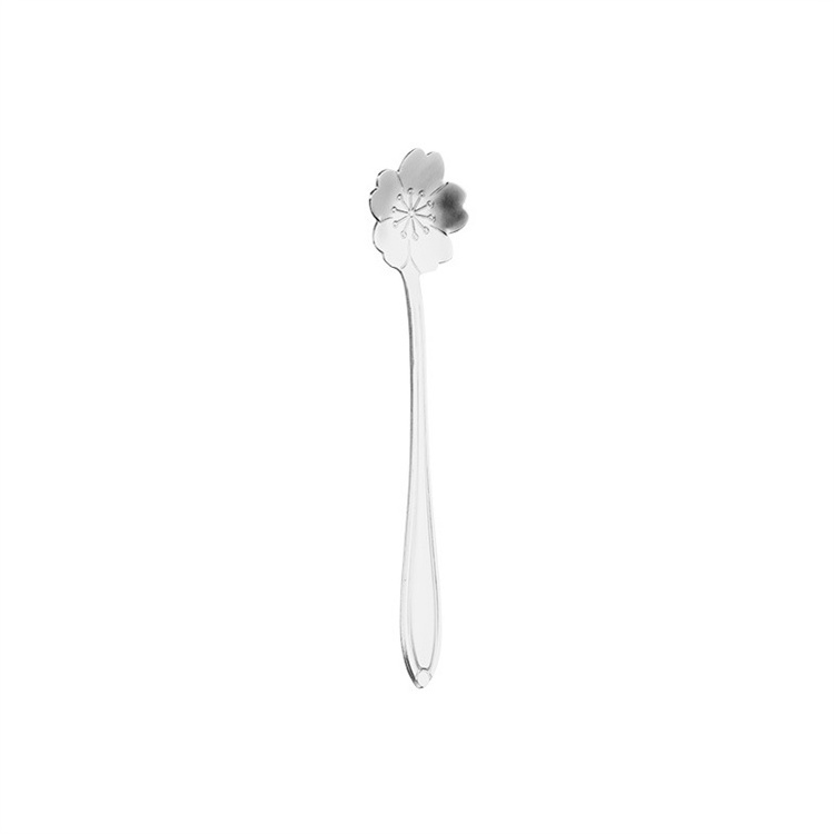 Bambus Stainless Steel Gold Silver Black Cute Mini Stirring Flower Fancy Coffee Tea Dessert Spoon For Coffee