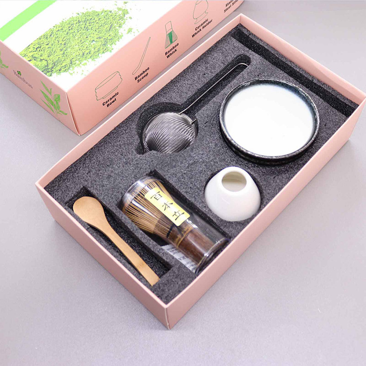 Bambus OEM  Paper Box Packing Green Tea Powder Accesory Japanese Matcha Tea Whisk Set for Matcha