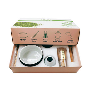 Bambus OEM  Paper Box Packing Green Tea Powder Accesory Japanese Matcha Tea Whisk Set for Matcha