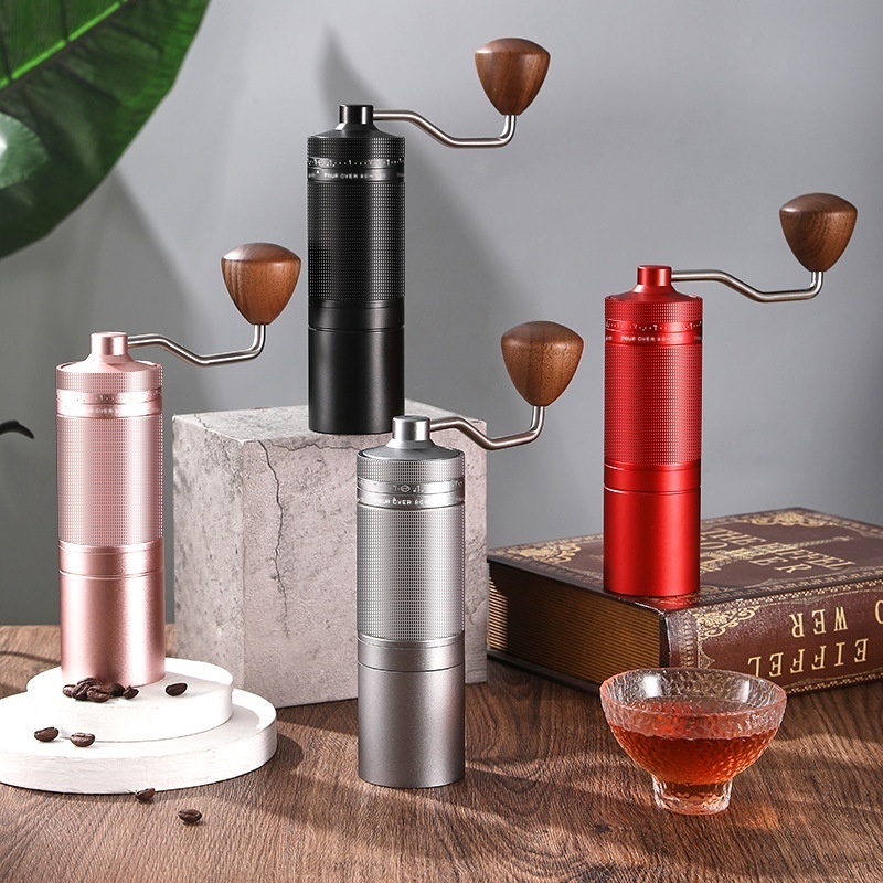 BAMBUS 2023 Al-Alloy Body 420 Stainless Steel Burr Homeuse Espresso Mini Small Hand Mill Portable Manual Coffee Grinder