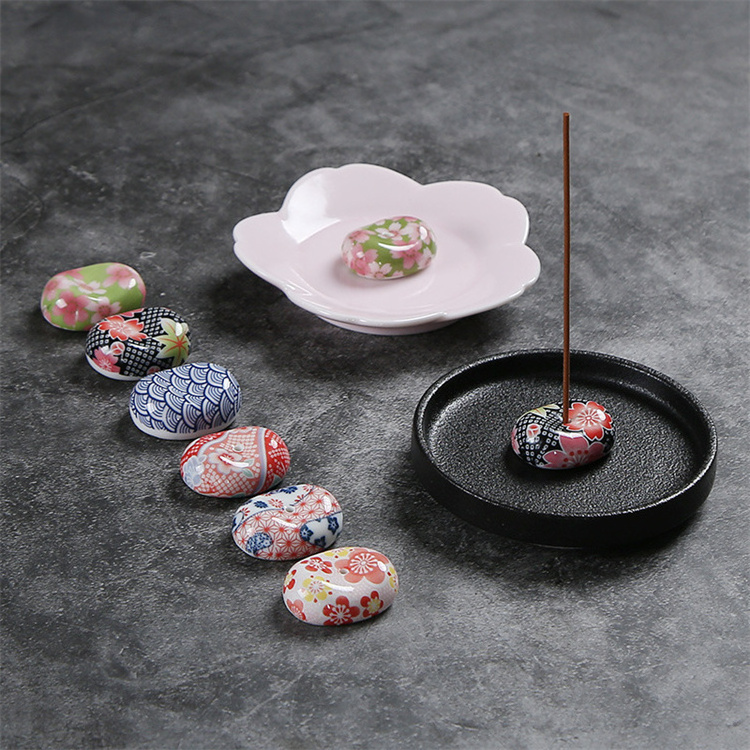 Bambus Custom Modern Flower Luxury Black Colored Tiny Mini Base Custom Incense Stick White Ceramic Incense Holder For Incense