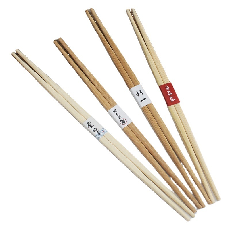 Bambus Wholesale Eco-Friendly Disposable Custom Logo Twin Double Ended Bamboo Chopsticks With Paper Sleeve