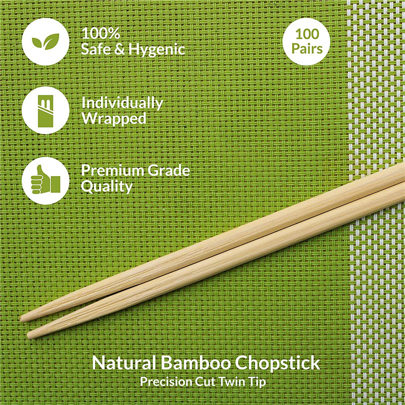 Bambus Supermarket Sale Eco-friendly Natural Chinese Custom Printed Logo 21cm Disposable Twins Bamboo Chopsticks with Sleeve