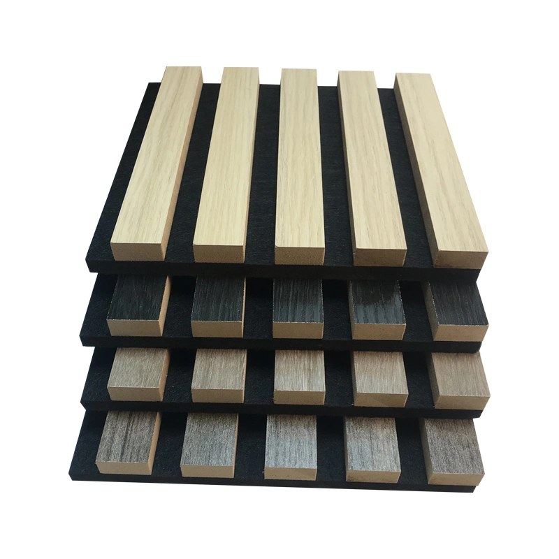 Factory wholesale wooden strip polyester fiber acoustic panel eco-friendly wood MDF grille KTV theater wall panel