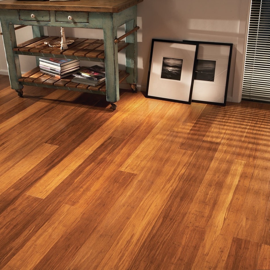 Chinese Solid Natural High Gloss wood floor Carbonized Strand Smooth Board Bamboo Flooring