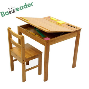 Height Adjustable Desktop Students Kids Table And Chairs Set Bamboo Wooden Study Study Table For Children Kids