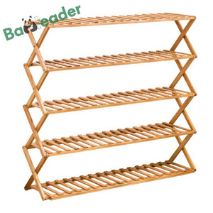 Wholesale 6-Layer Foldable Bamboo Shoe Rack Multifunctional Free Standing Storage And Sorting Bamboo Shoe Rack