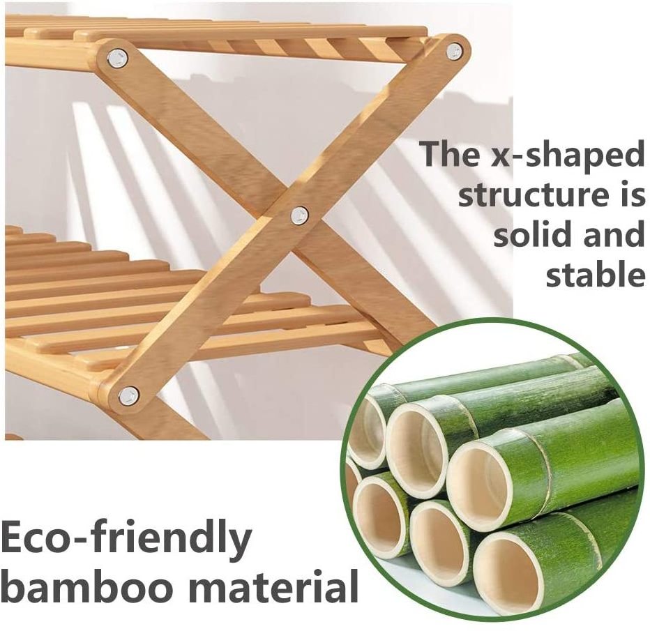 Wholesale 6-Layer Foldable Bamboo Shoe Rack Multifunctional Free Standing Storage And Sorting Bamboo Shoe Rack