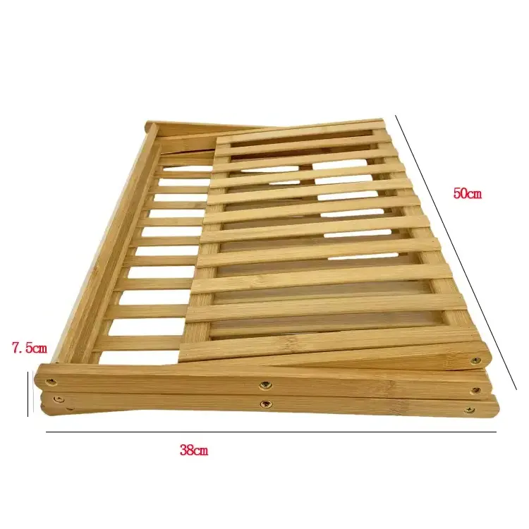 wholesale multi functional 3 tiers portable foldable  bamboo picnic outdoor camping storage shelf