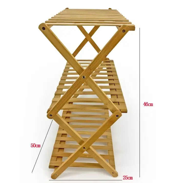 wholesale multi functional 3 tiers portable foldable  bamboo picnic outdoor camping storage shelf