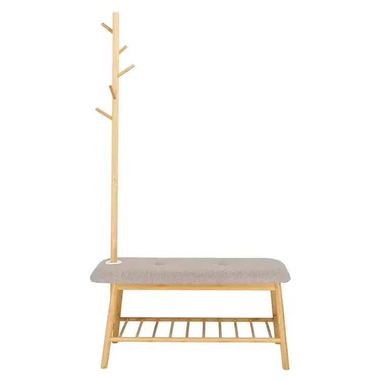 Creative modern bamboo coat rack bamboo stool with hat stand and shoe rack