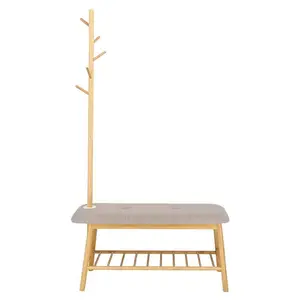 Creative modern bamboo coat rack bamboo stool with hat stand and shoe rack